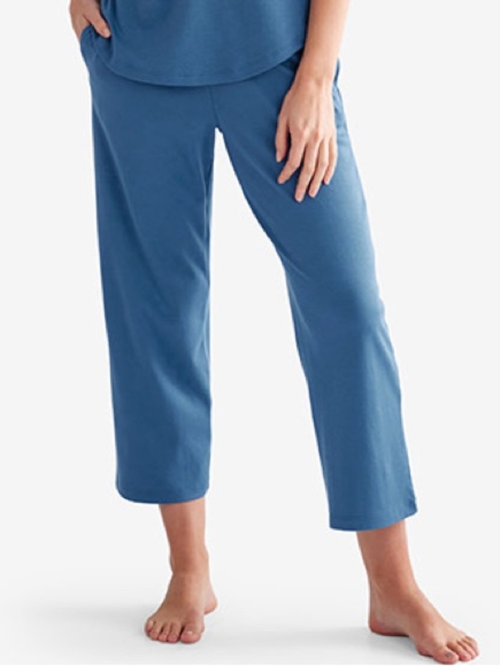 The Company Store 100% Pima Cotton Cropped Pajama Bottoms in Blue EUC Size L